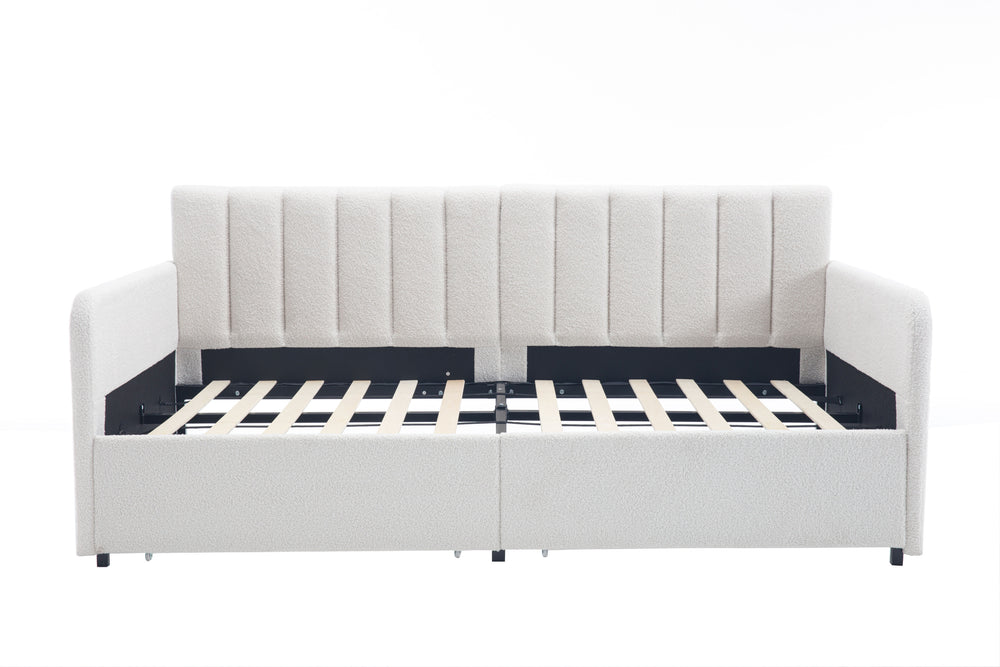 Ivory Boucle Flora Daybed with Storage