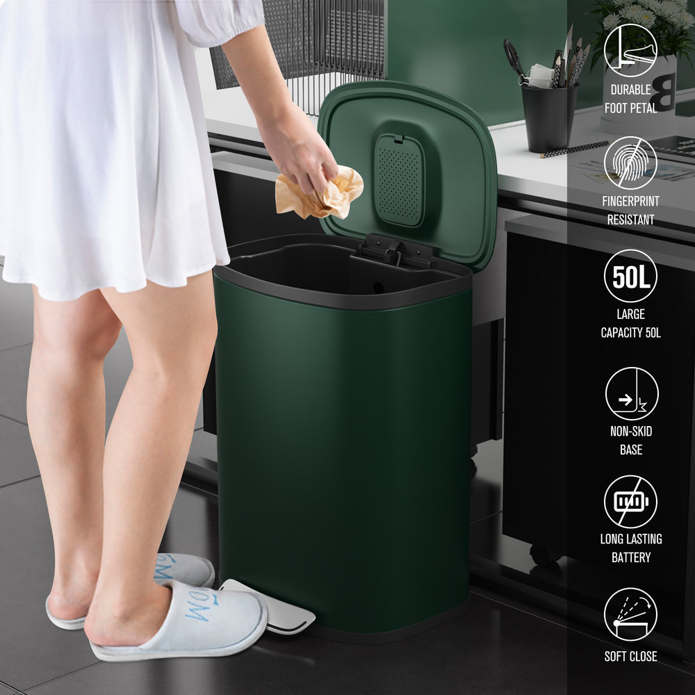 Sleek Soft-Close Kitchen Trash Can with Foot Pedal and Garbage Bags