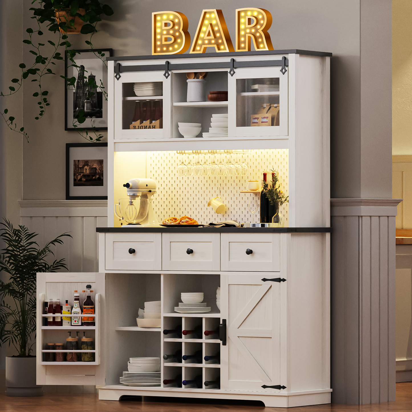 Rustic Farmhouse Pantry Bar Cabinet