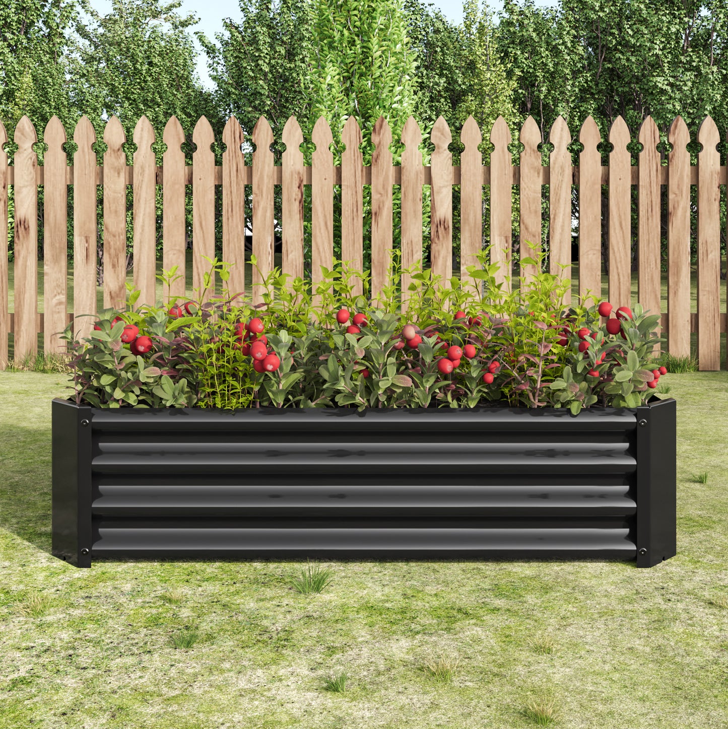 Chic Black Metal Garden Planter for Flowers & Herbs