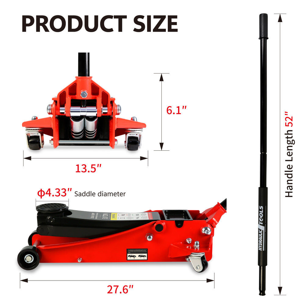 Ultra Low Floor Jack - Quick Lift Hydraulic Car and Truck Lifter