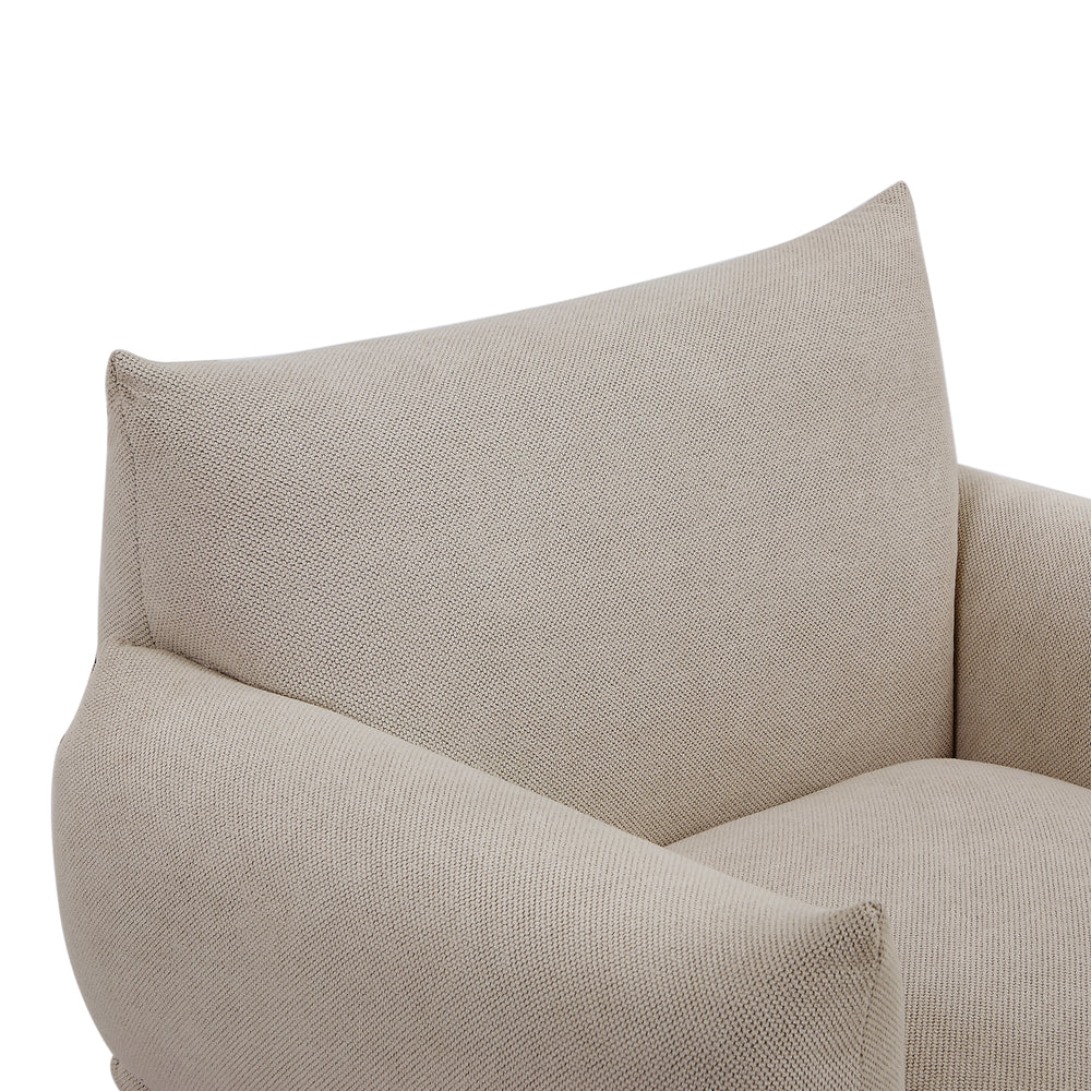 Chic Beige Flannel Accent Chair