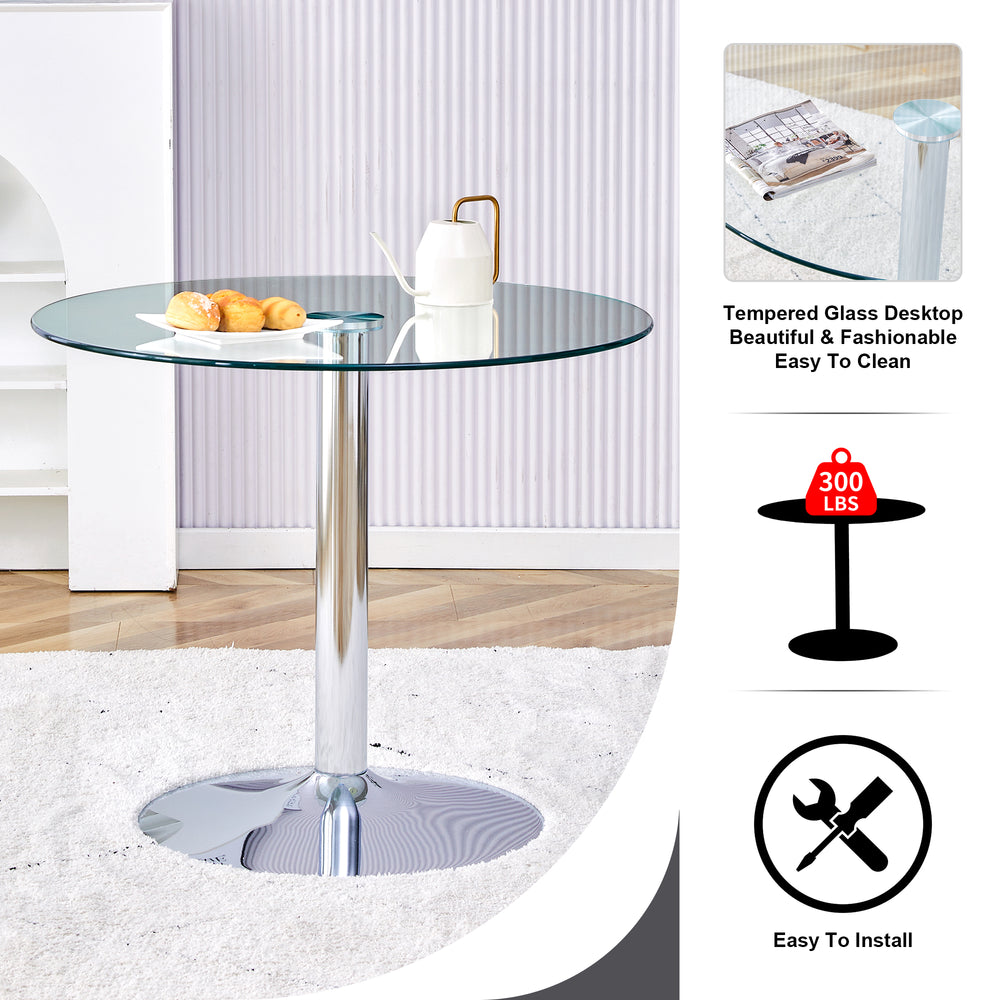 Sleek Silver Round Dining Table