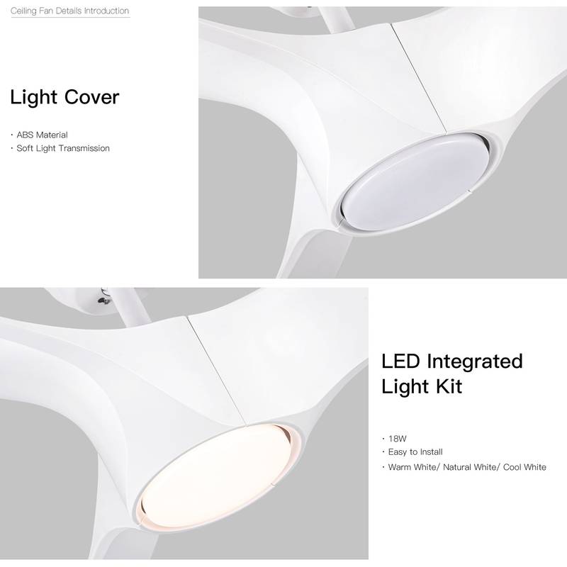 Sleek LED Ceiling Fan with White Blades