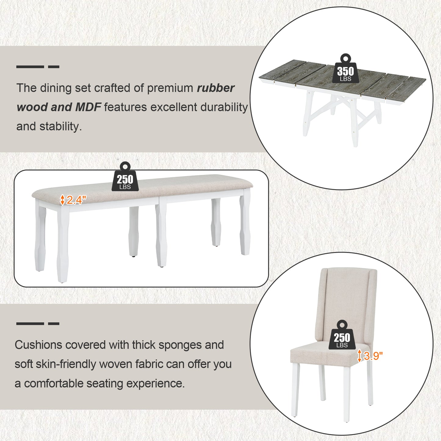 Versatile Dining Set with Extendable Table and Cozy Seating