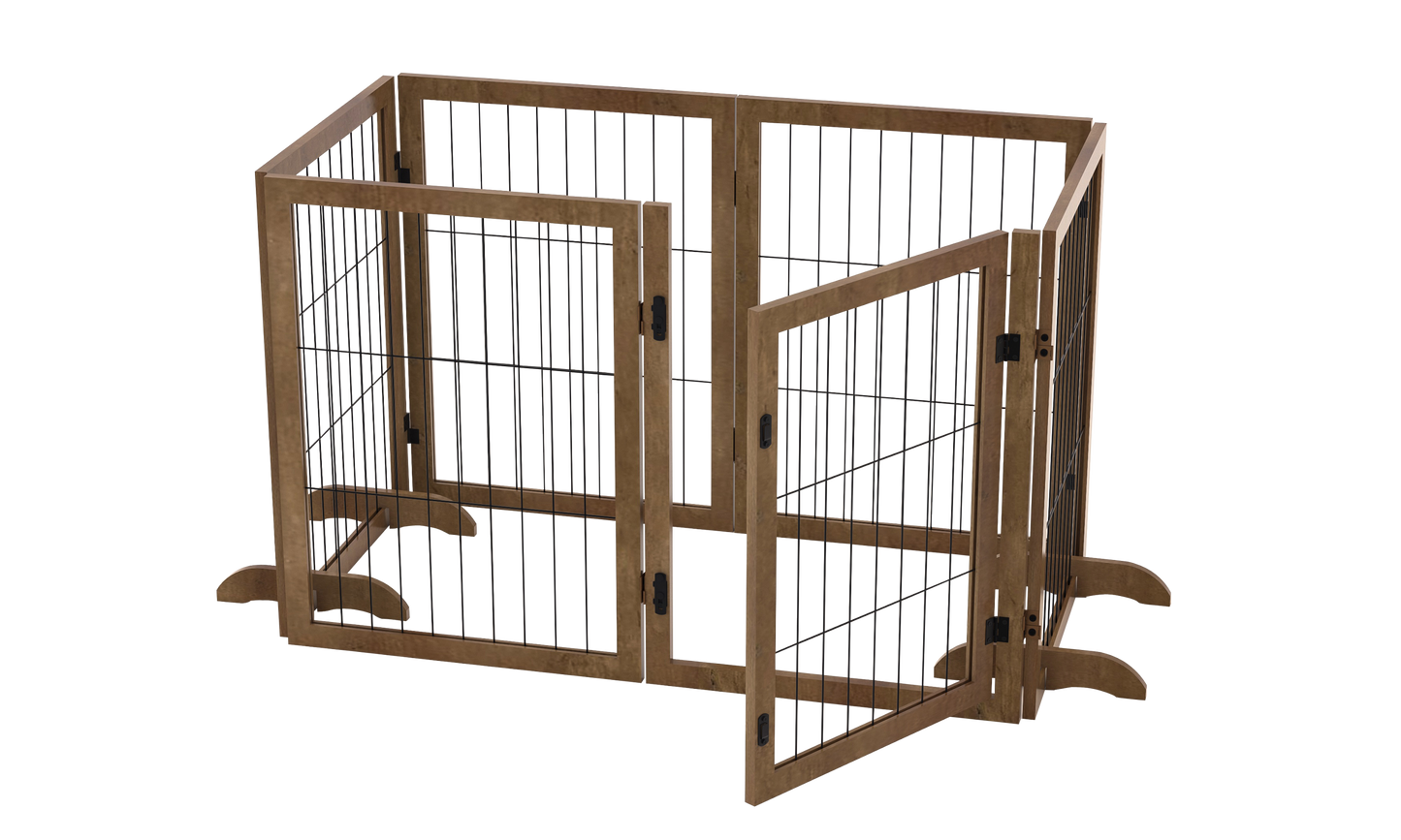 Flexible Dog Gate & Fence with Door - Stylish Indoor Barrier