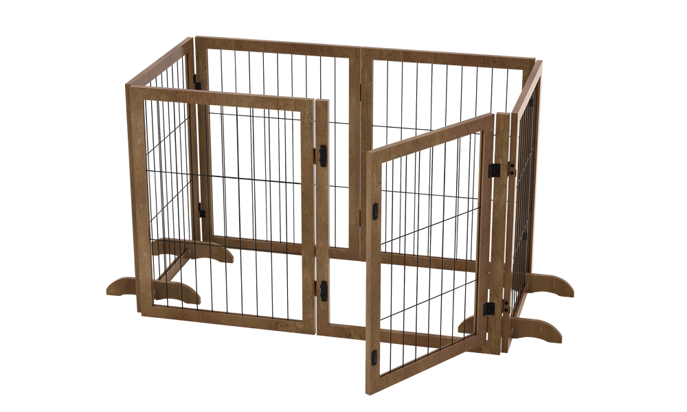 Flexible Dog Gate & Fence with Door - Stylish Indoor Barrier