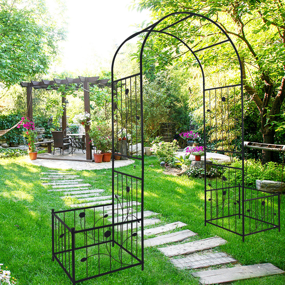 Elegant Climbing Garden Arch with Plant Stands