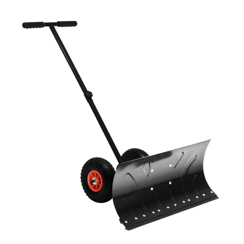 Wheeled Snow Pusher with Adjustable Handle