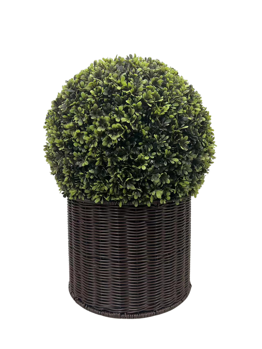 Charming Faux Ball Topiary in Woven Pot