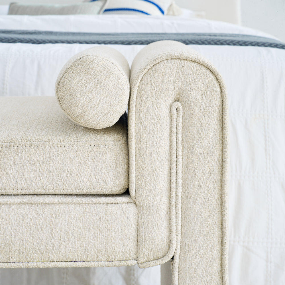 Chic Beige Linen Storage Stool