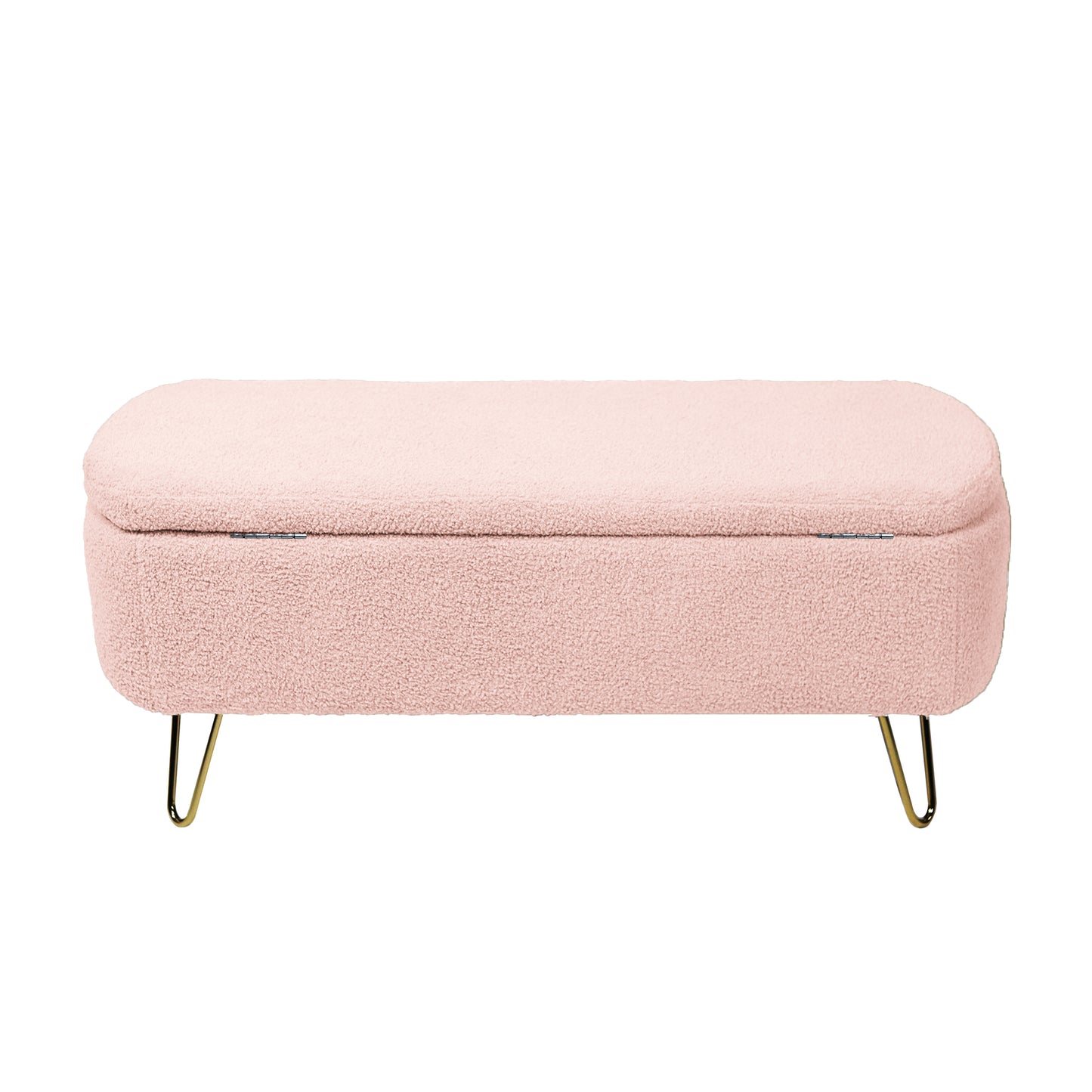 Chic Pink Storage Bench with Gold Legs