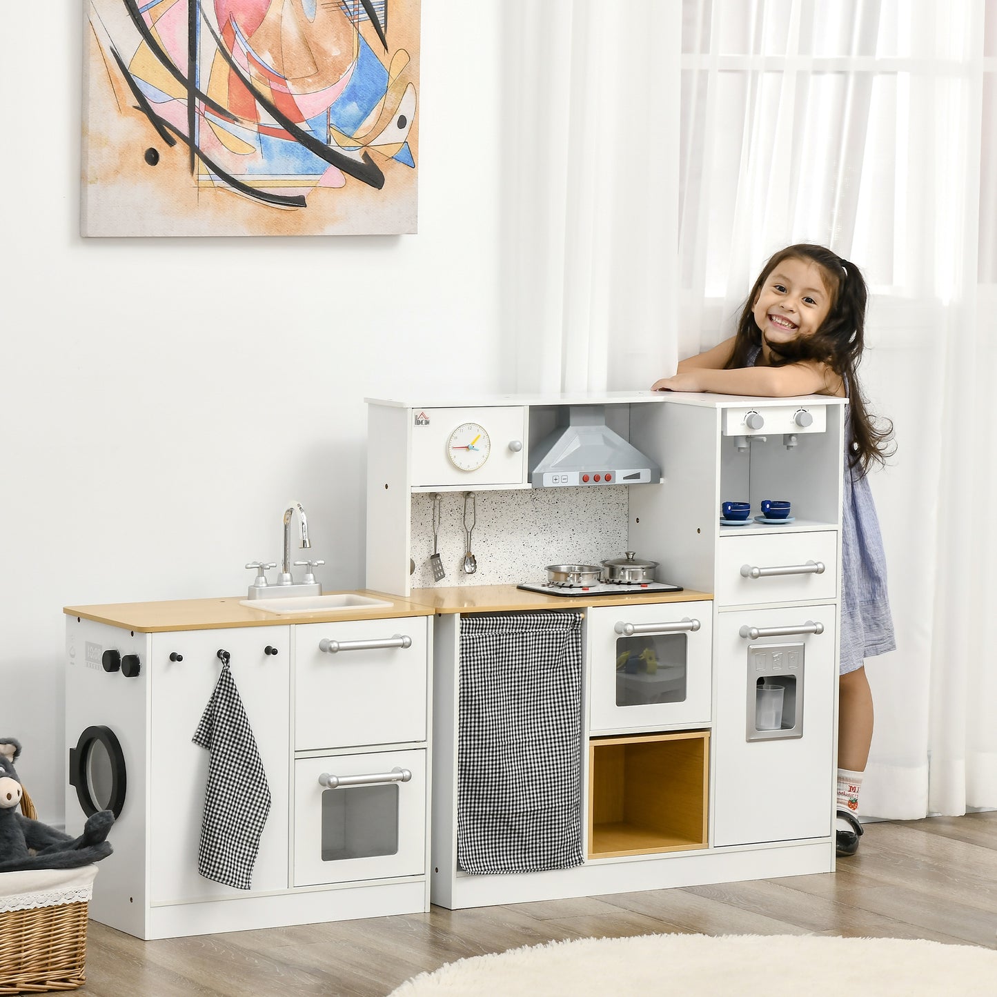 Whimsical Wooden Play Kitchen with Sounds and Ample Counter Space