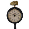 Chic Black Metal Table Clock with Stone Accent