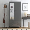 Sleek Metal Wardrobe with Mirror & Drawers