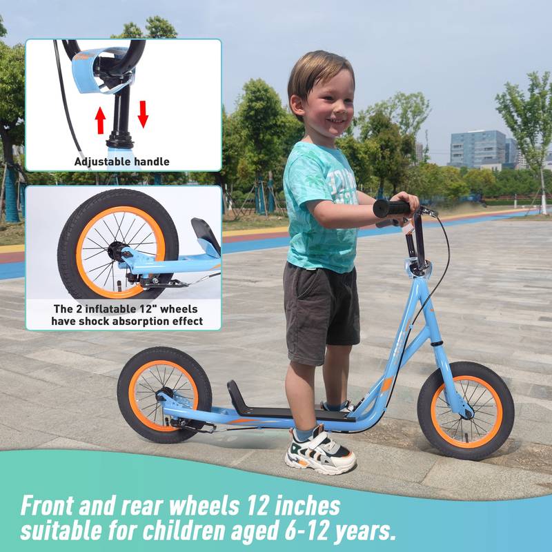 Smooth Ride Kids' Scooter with Adjustable Handlebar and Inflatable Wheels