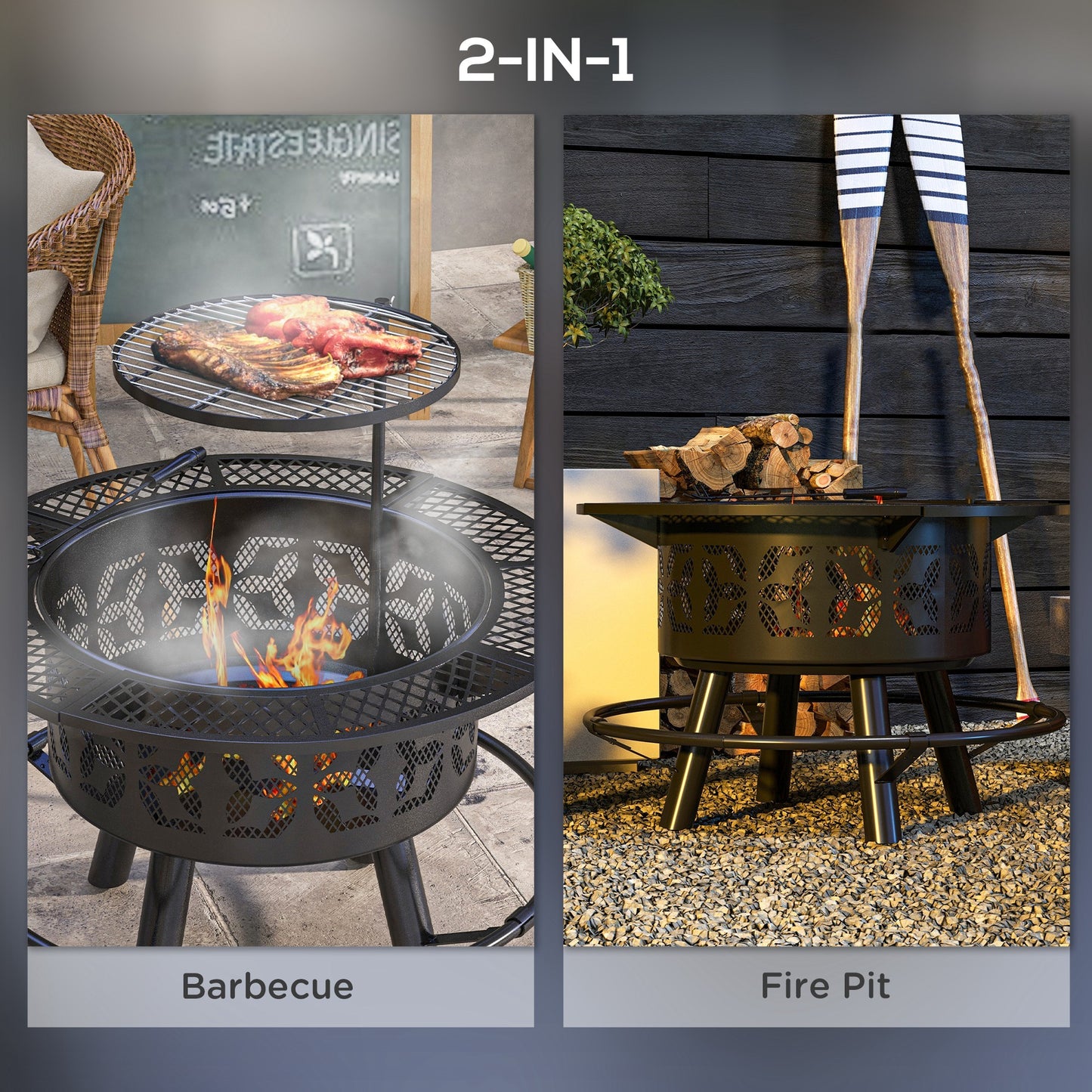 Versatile Outdoor Fire Pit and Grill