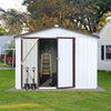 Chic Outdoor Storage Shed in White & Coffee