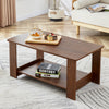 Sleek Walnut Double-Layer Coffee Table