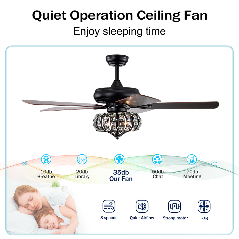 Chic Crystal Ceiling Fan with Remote Control