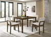 Elegant Walnut Dining Set with Beige Chairs