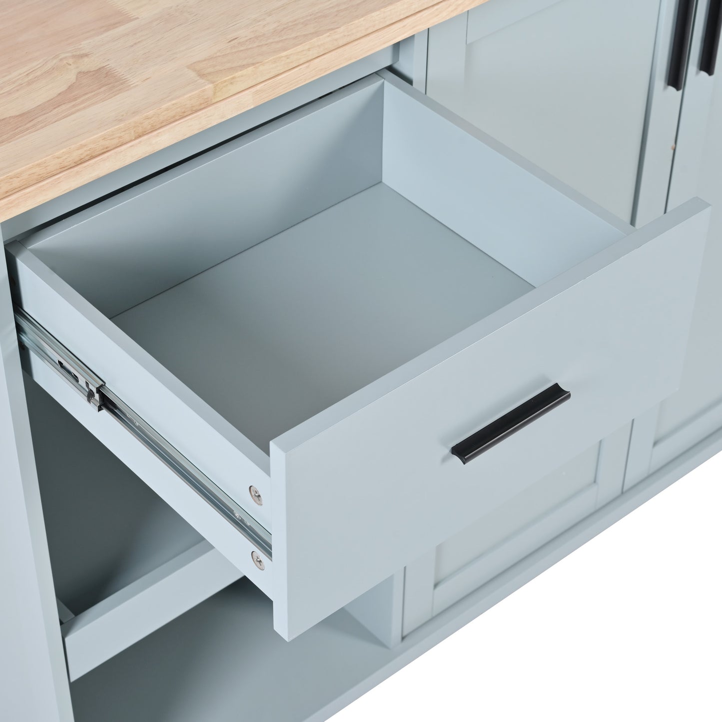 Rolling Kitchen Island with Foldable Top and Storage