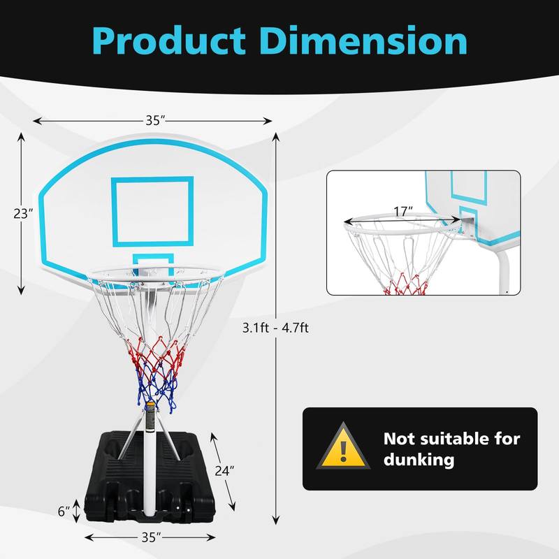 Swim ‘n’ Slam Adjustable Pool Basketball Hoop
