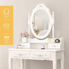 Chic Vanity Set with Cushioned Stool and Oval Mirror