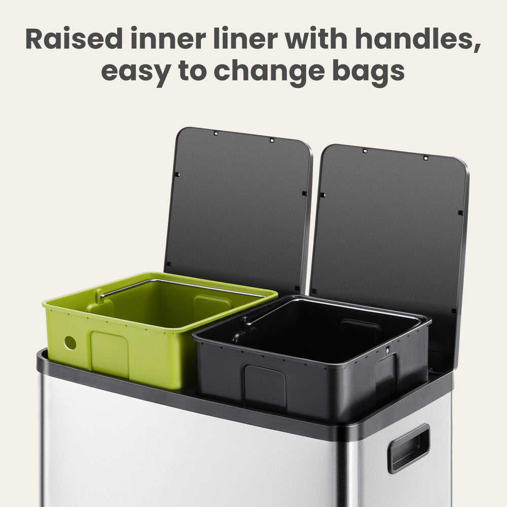 Sleek Dual-Compartment Stainless Steel Trash Can