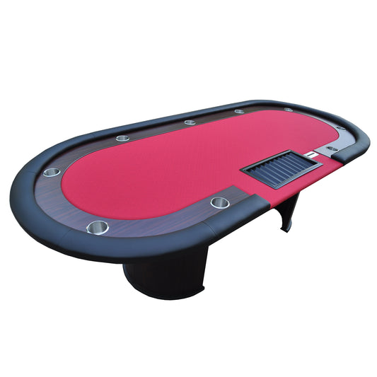 Ultimate Texas Hold'em Poker Table with Red Racetrack Design