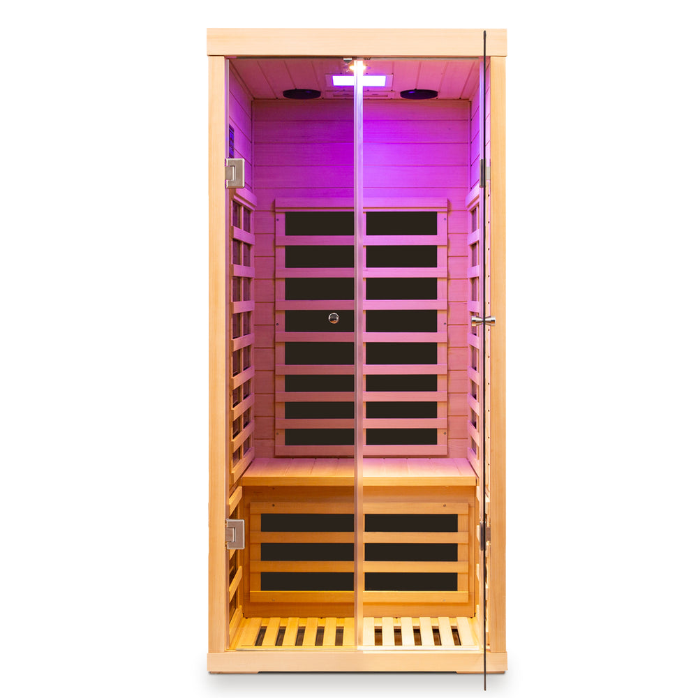 Cozy Glass Hemlock Indoor Infrared Sauna for One