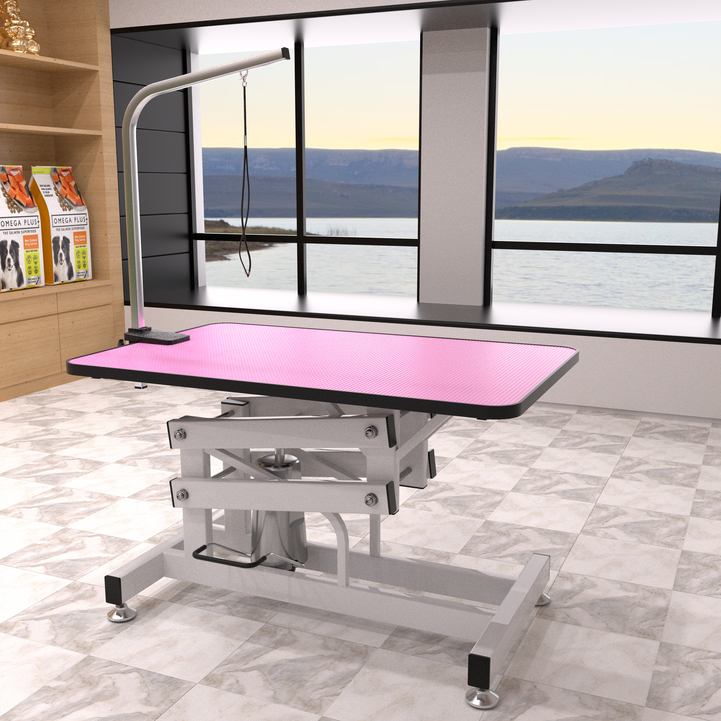 Pink Hydraulic Pet Grooming Table