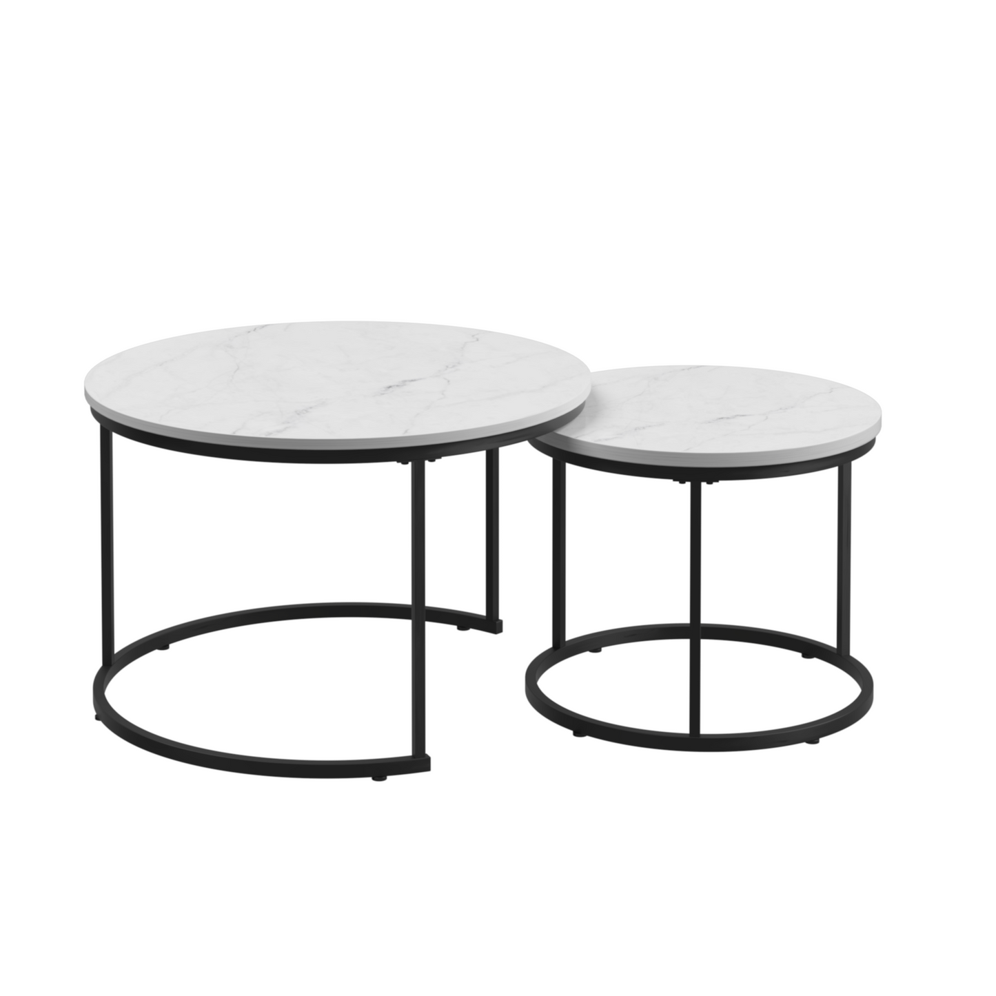 Chic Nesting Coffee Tables with Marble-Look Surface