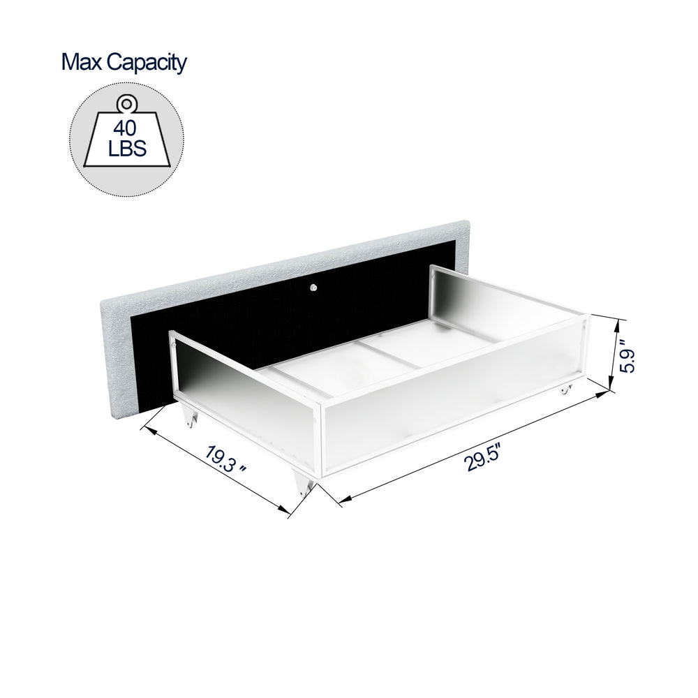 Ivory Boucle Flora Daybed with Storage