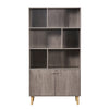 Chic Gray Oak Bookcase with Doors