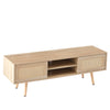 Chic Rattan TV Stand with Sliding Doors