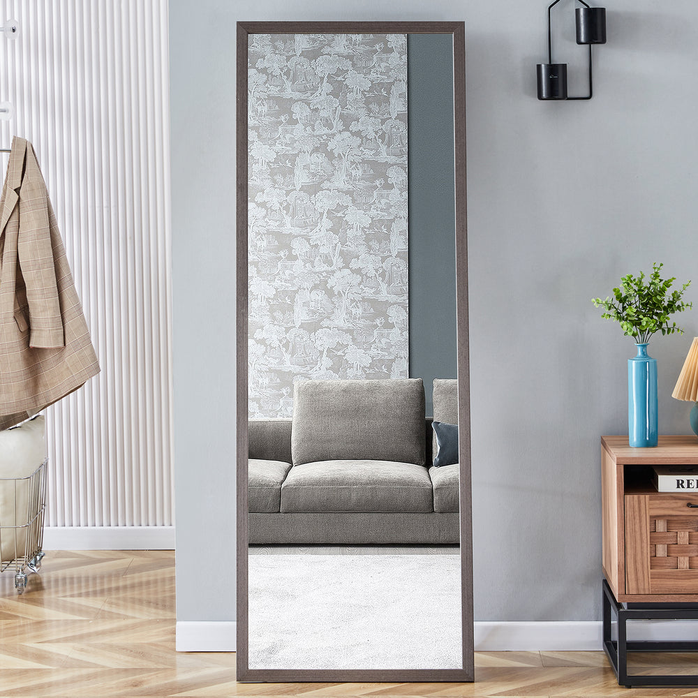 Elegant Gray Wood Full-Length Mirror