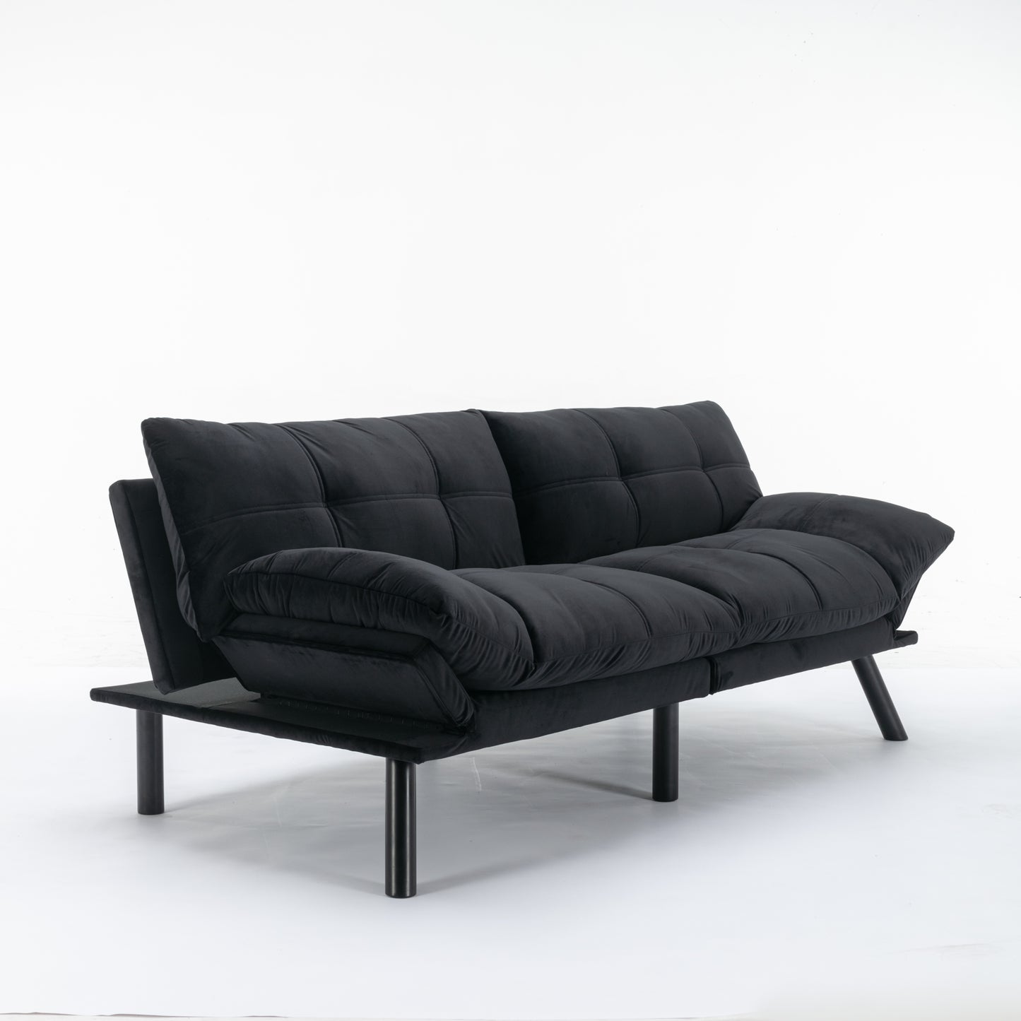 Sleek Black Convertible Sofa Bed