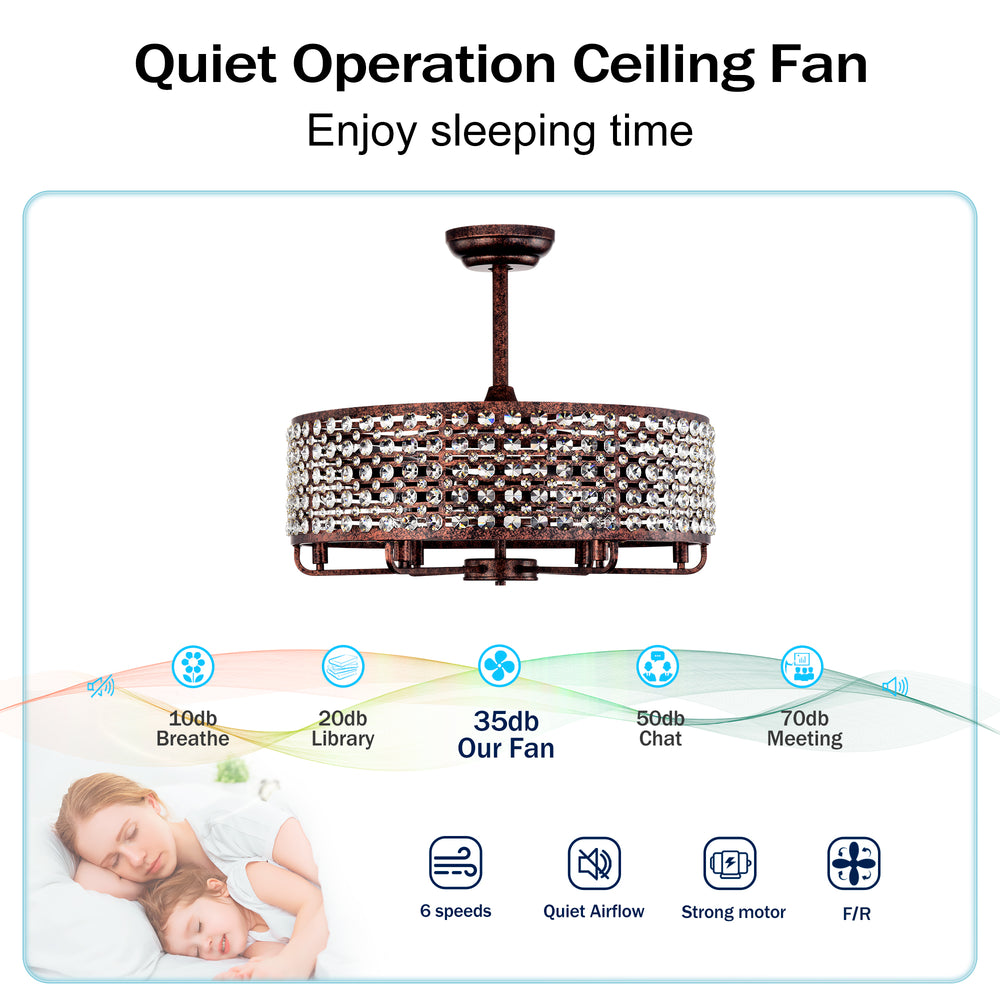 Crystal Breeze Chandelier Fan with Remote