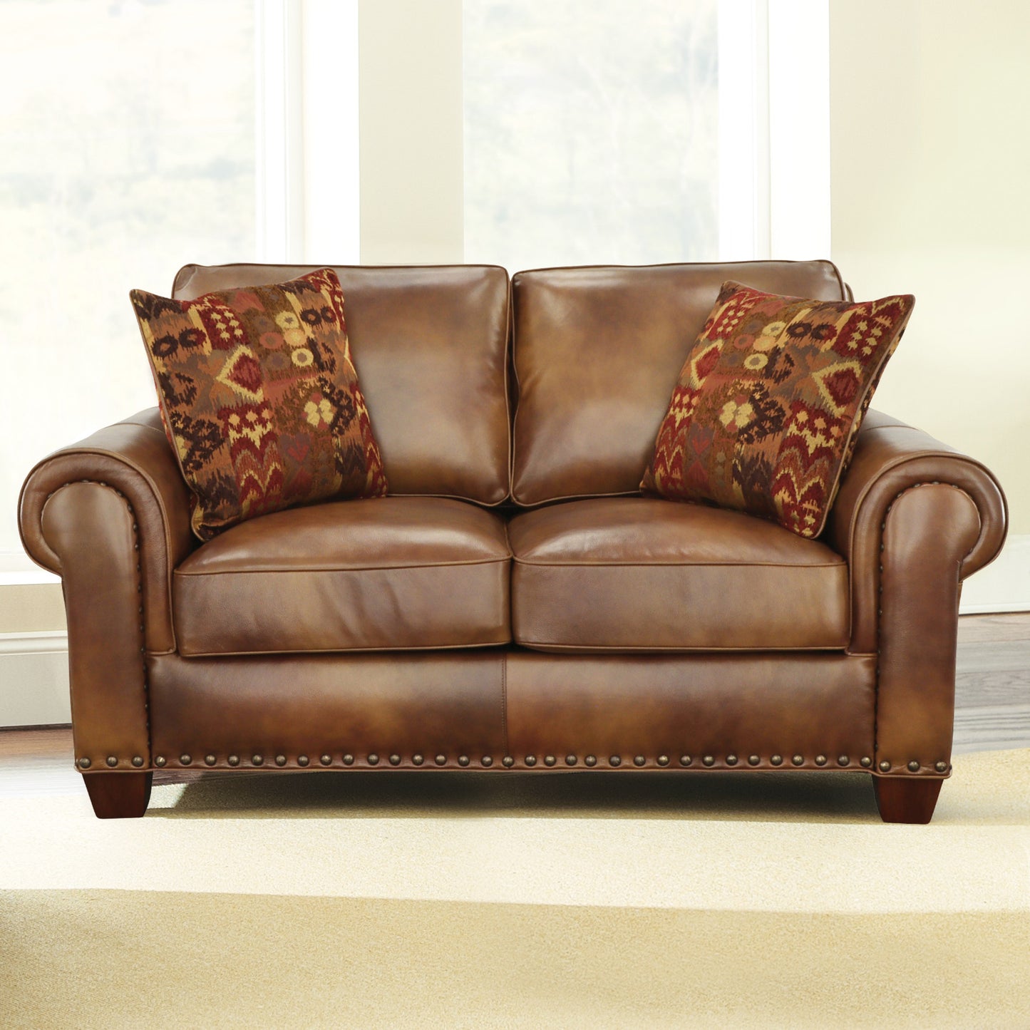 Rustic Leather Loveseat - Comfort & Style Redefined