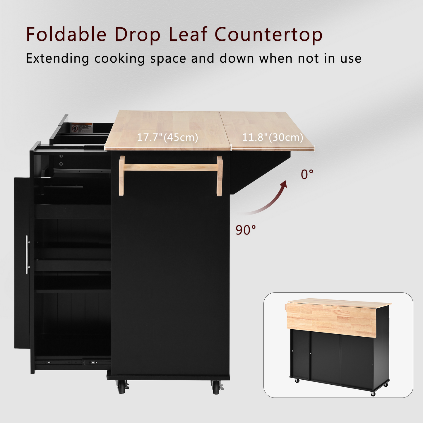 Versatile Rolling Kitchen Cart with Drop Leaf and Storage