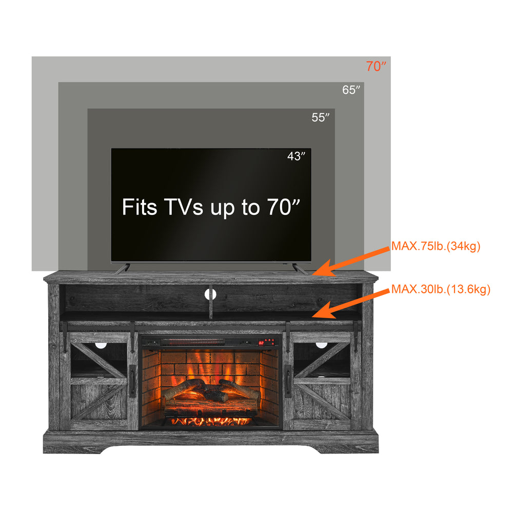 Cozy Dark Oak Electric Fireplace TV Stand