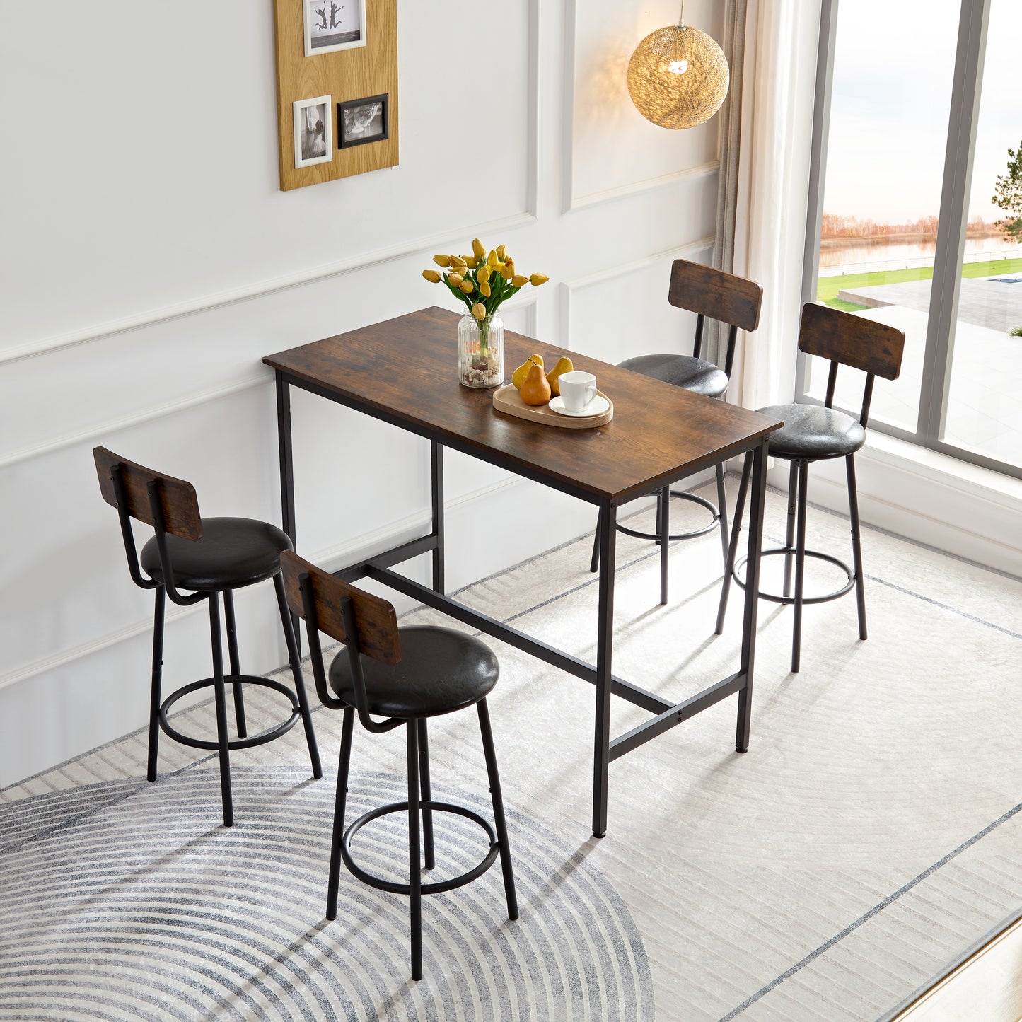 Chic Industrial Bar Set with Cozy Chairs