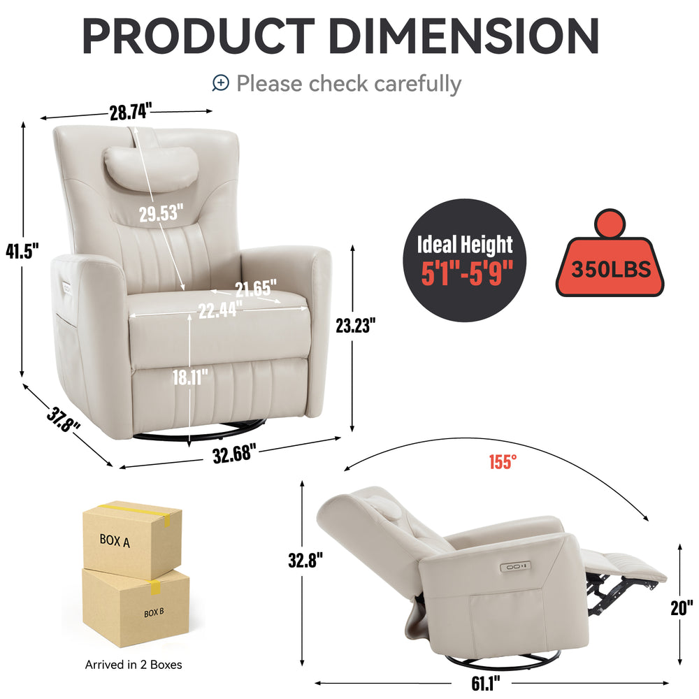 Cozy Comfort Power Recliner with Lumbar Support & USB Charging