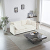 Chic White Chenille Loveseat with Pillows