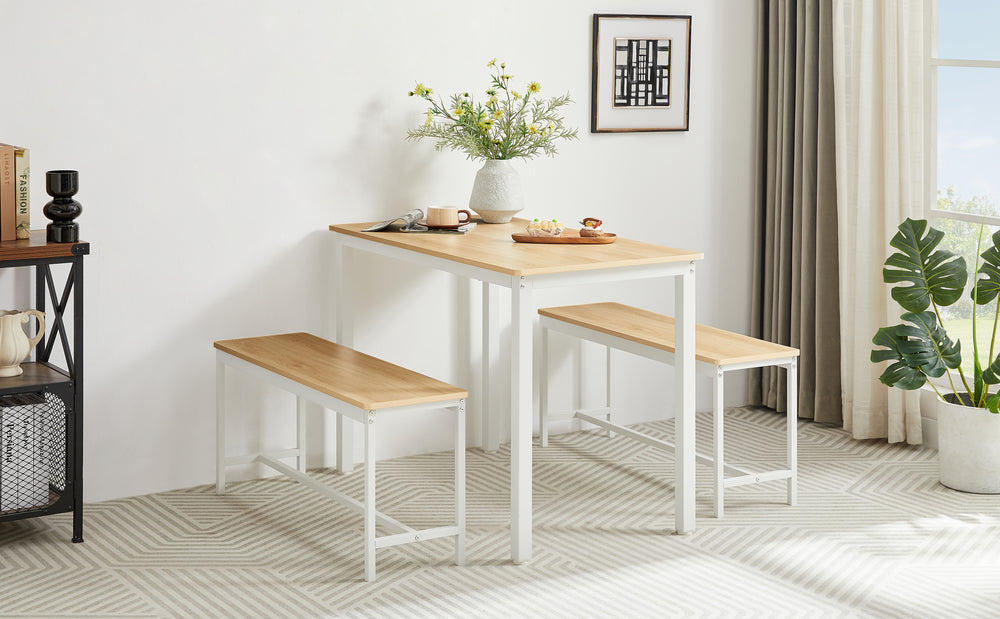 Chic Industrial Dining Set with Benches