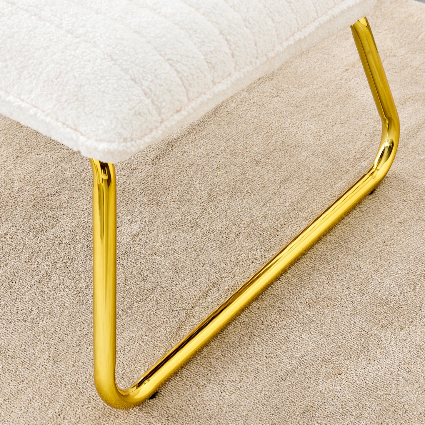 Chic White Armless Sofa Chair with Gold Legs