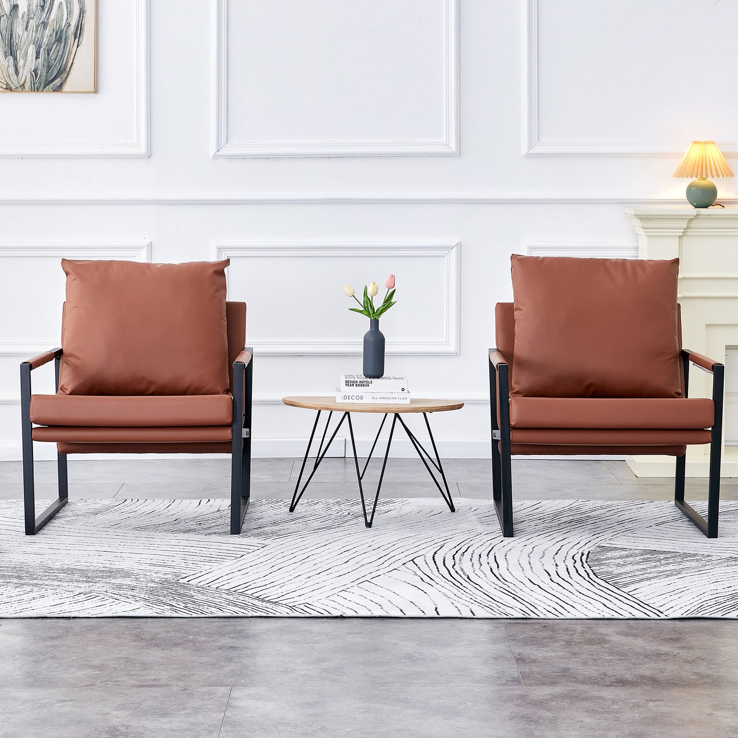 Chic Leather Armchair Duo