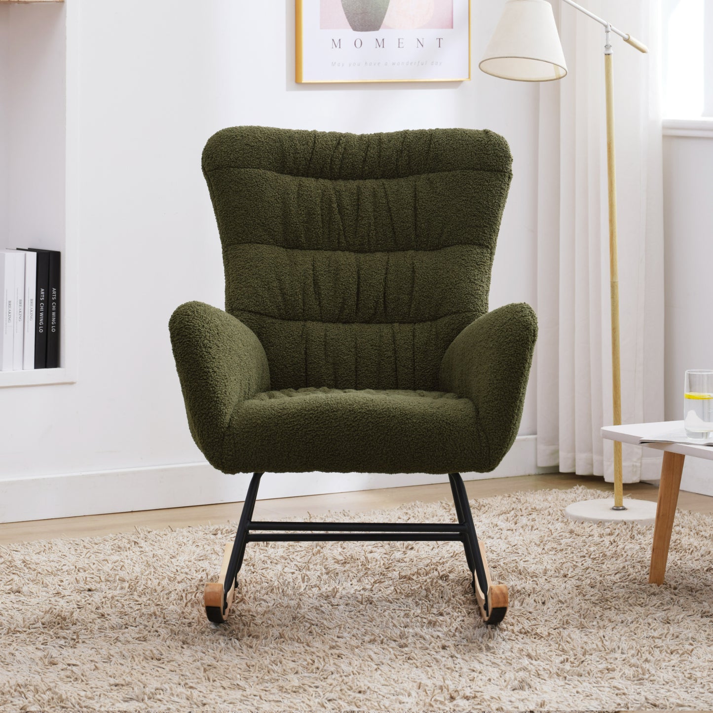 Cozy Teddy Rocking Chair in Dark Green