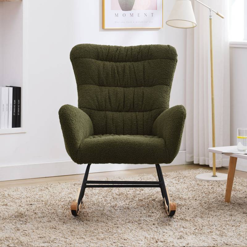 Cozy Teddy Rocking Chair in Dark Green